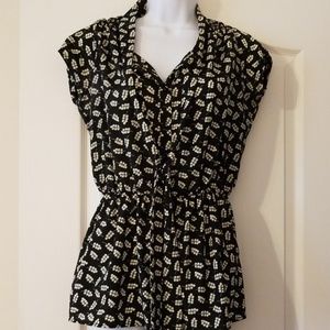 Freeway Black Floral Blouse